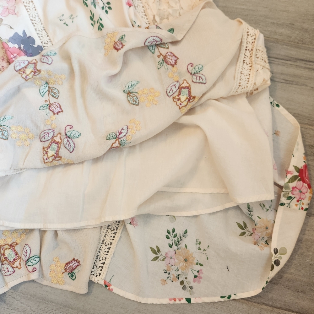 Reba Maxi Skirt 6 Cream Floral Cotton Lacey Lace Crochet A-Line Long New $180 - Picture 14 of 16